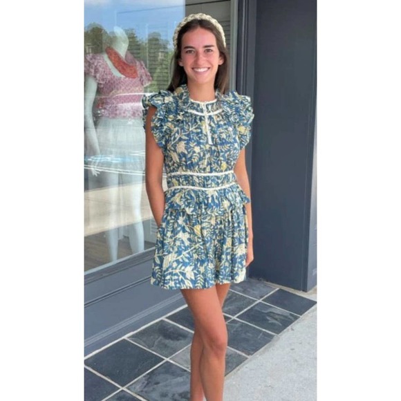 Ulla Johnson Endah Cotton Floral Print Ruffle Playsuit Romper Women's Size 6 - Picture 15 of 16